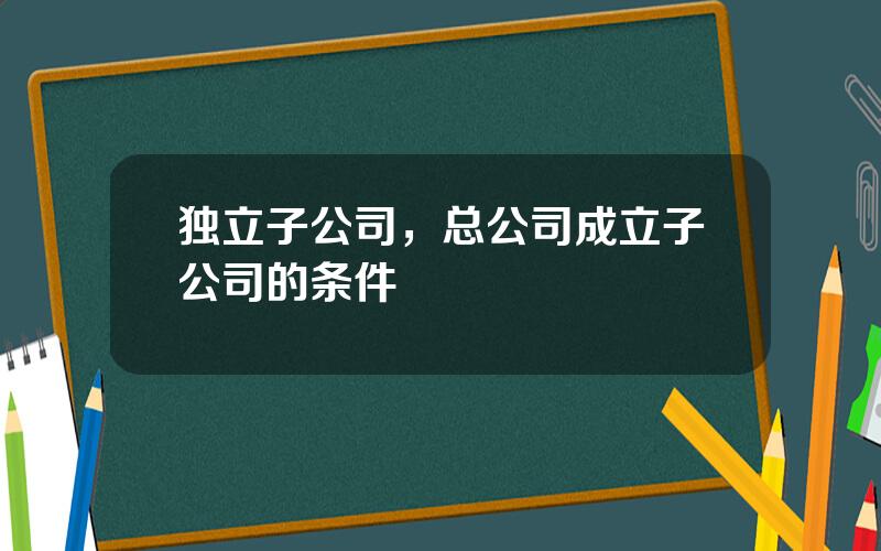 独立子公司，总公司成立子公司的条件