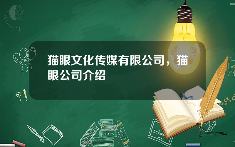 猫眼文化传媒有限公司，猫眼公司介绍