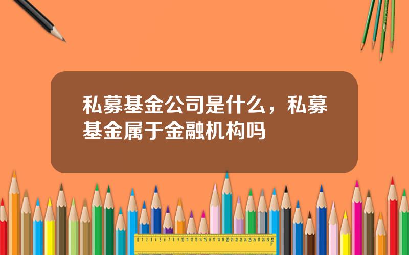 私募基金公司是什么，私募基金属于金融机构吗