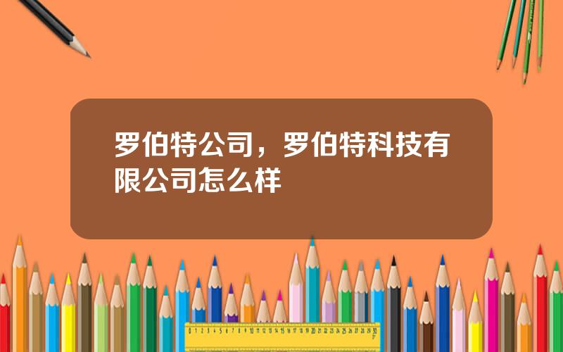 罗伯特公司，罗伯特科技有限公司怎么样