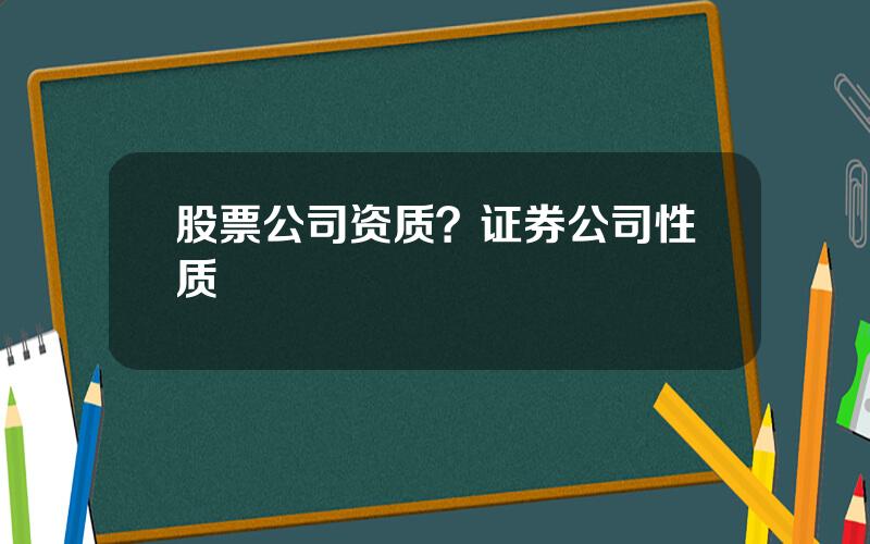 股票公司资质？证券公司性质