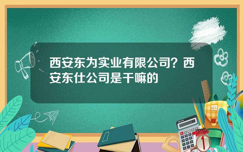 西安东为实业有限公司？西安东仕公司是干嘛的